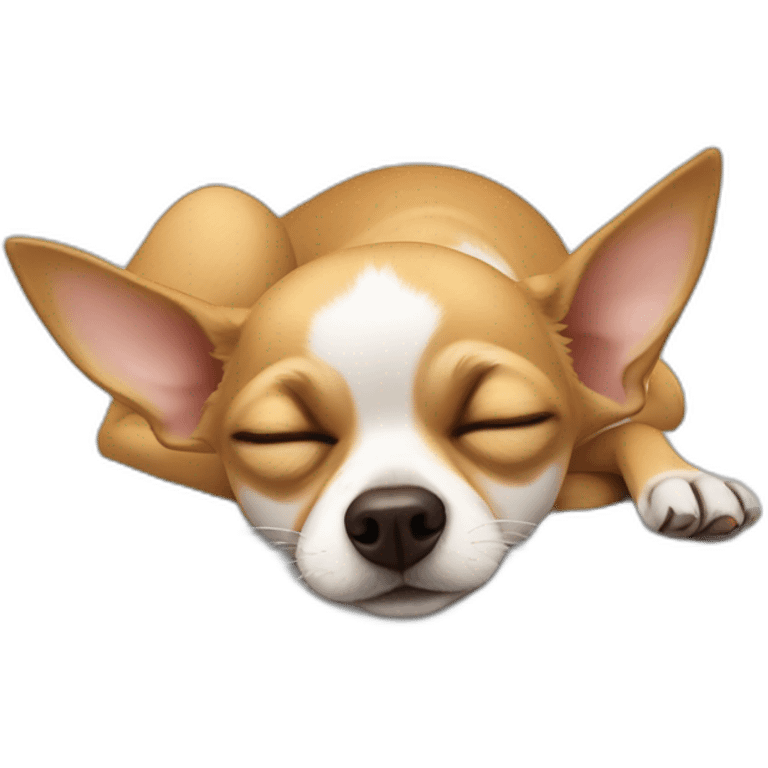 Chihuahua sleeping on a bed emoji