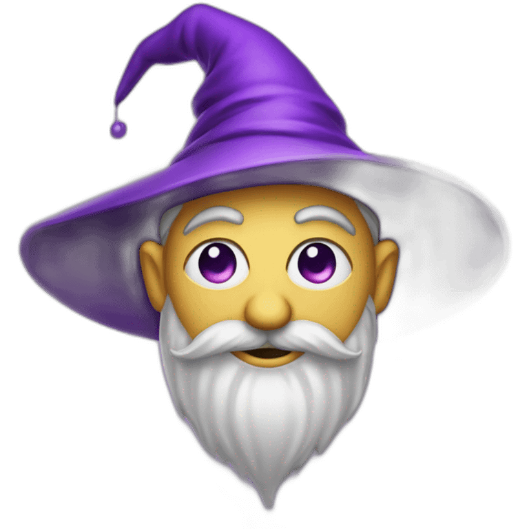 wizard with a purple pointy hat winking eye emoji