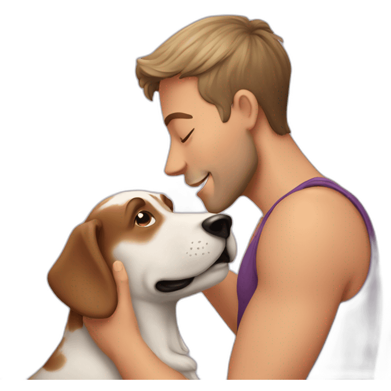 gay man kissing dog emoji