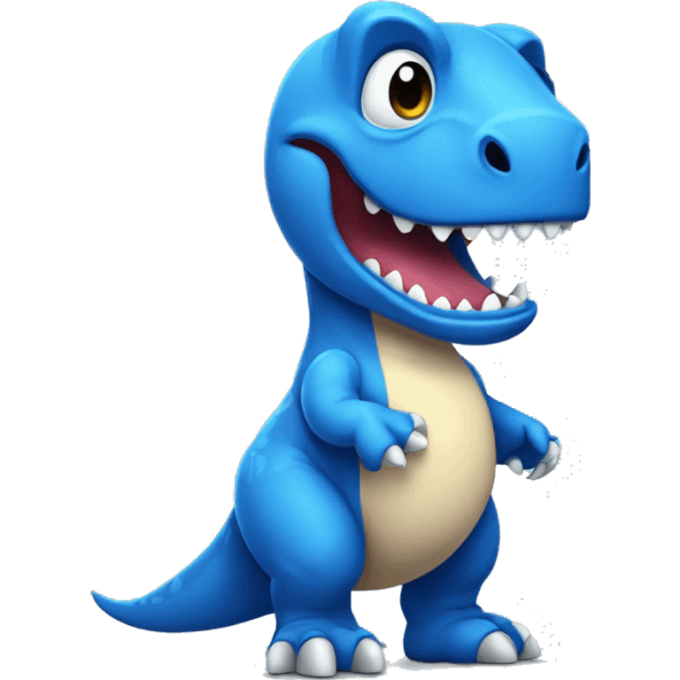 kwaii cute blue t-rex cartoon emoji emoji