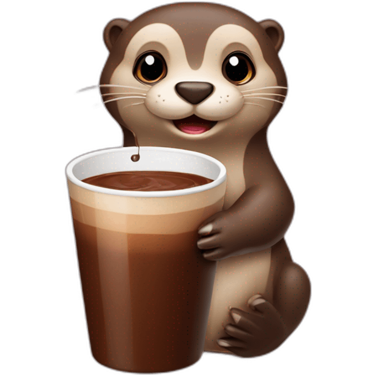 Loutre qui boit un chocolat chaut emoji