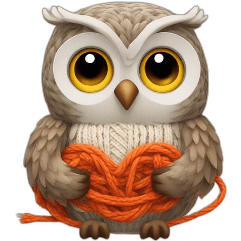 Owl knitting emoji