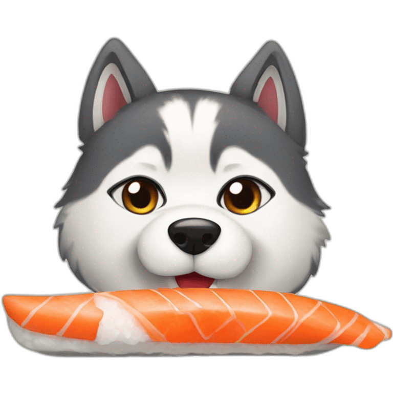 husky with sushi emoji