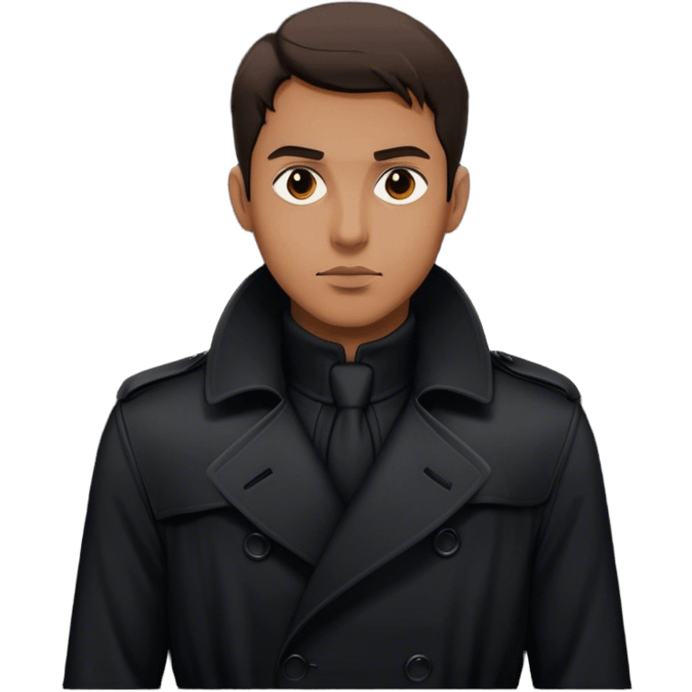 A man shadowy figure in a black trench coat emoji