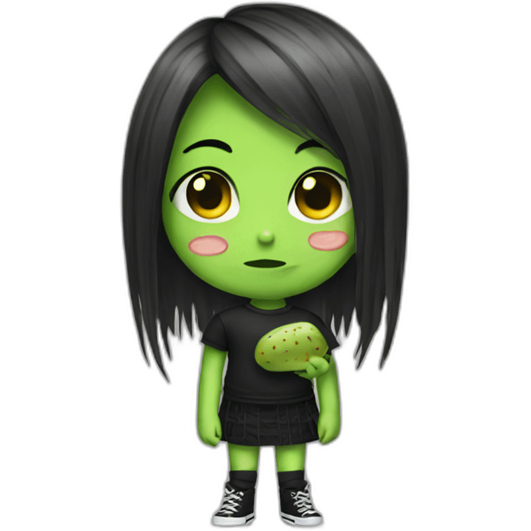 Emo girl with pickles emoji