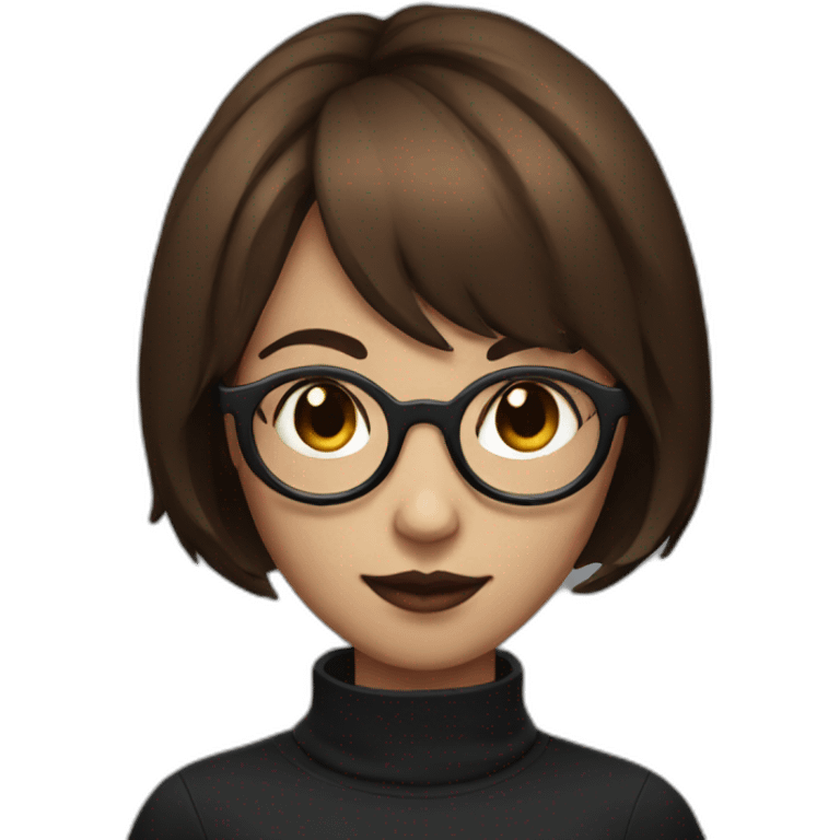 demon girl with brown short hair and round black glasses emoji