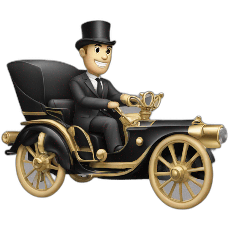 A man riding the rolls royal car emoji