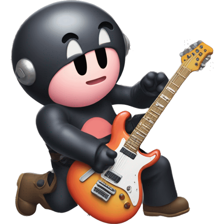 Kirby playing electric guitar emoji