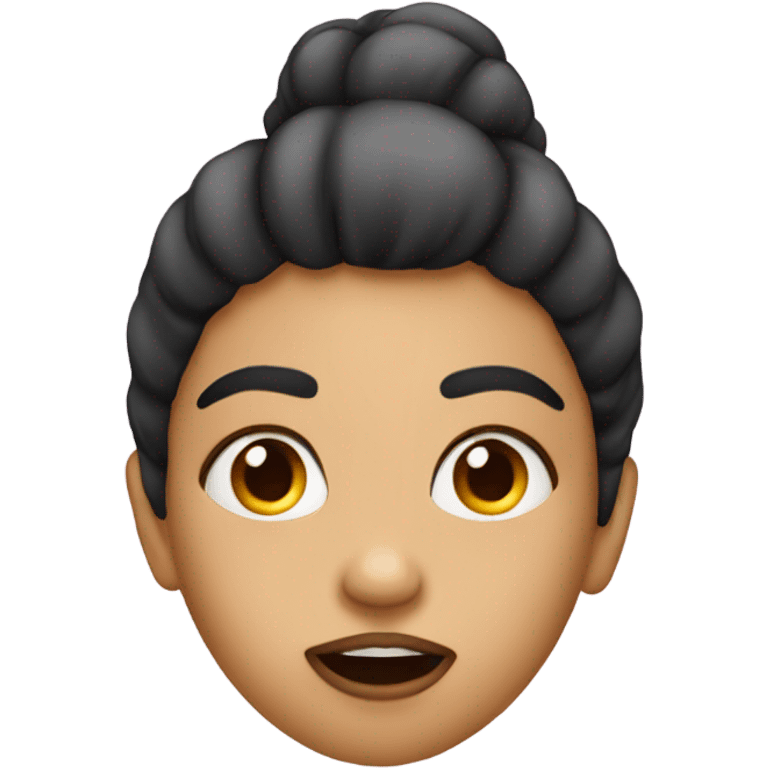 woman sticking tongue out and making crossed eyes looking up emoji