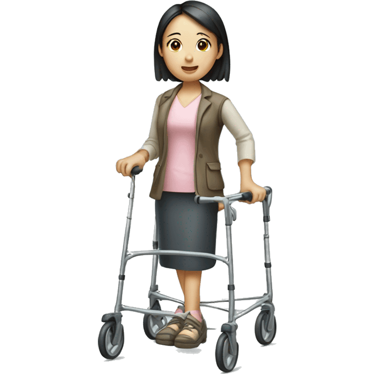 chinese girl with a zimmer frame emoji