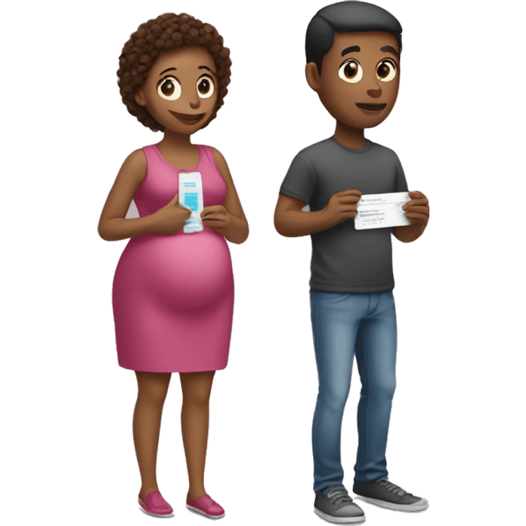 couple looking at pregnancy test emoji