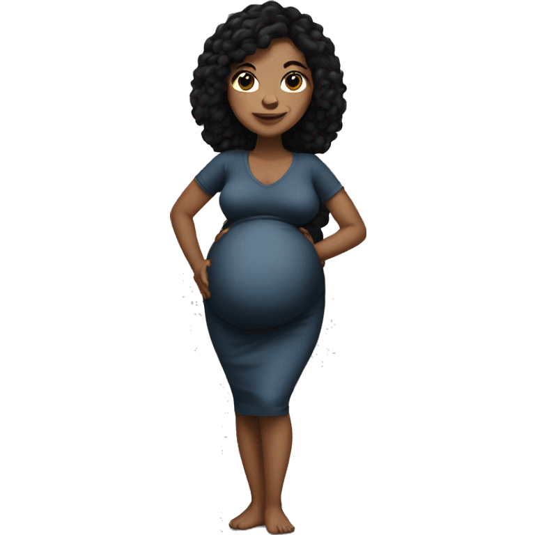 Pregnant white woman with black hair and wide hips emoji