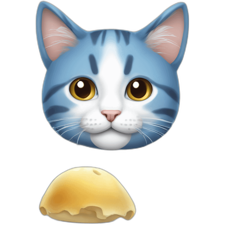 Katze mit einem weißen pilz aufgemacht kopf blaue katze emoji