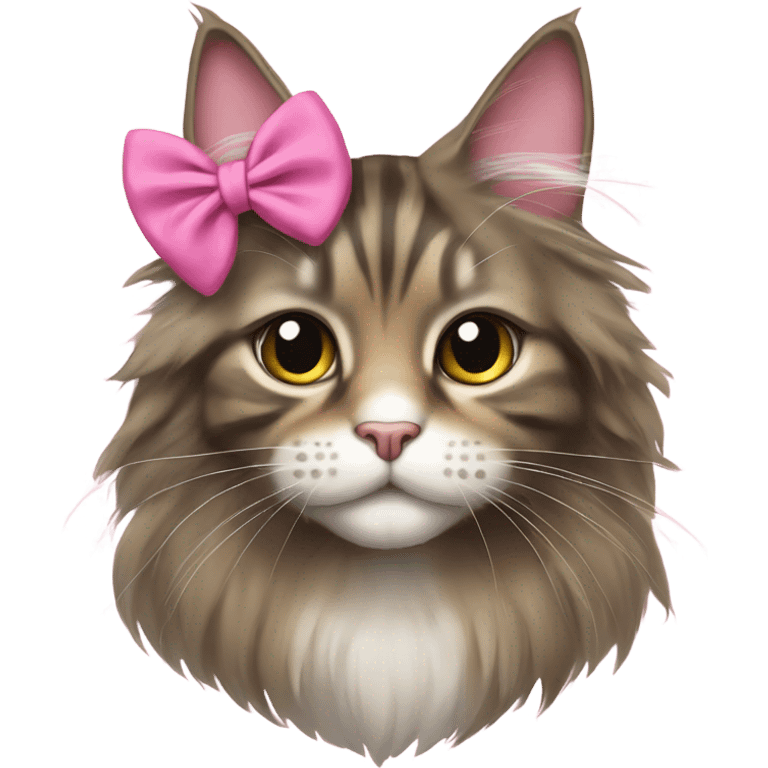 Maine Coon girl with pink bow emoji