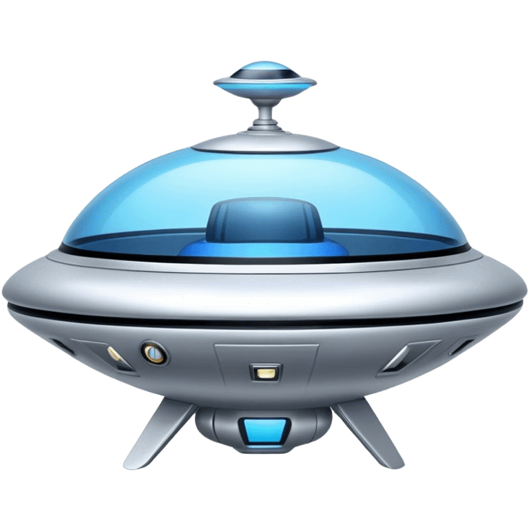 sliver color Ufo minimal design, and with a blue glass cockpit emoji