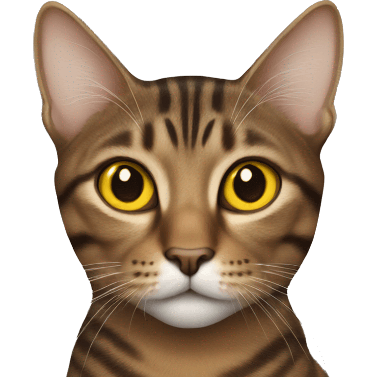 Brown tabby cat with yellow eyes emoji