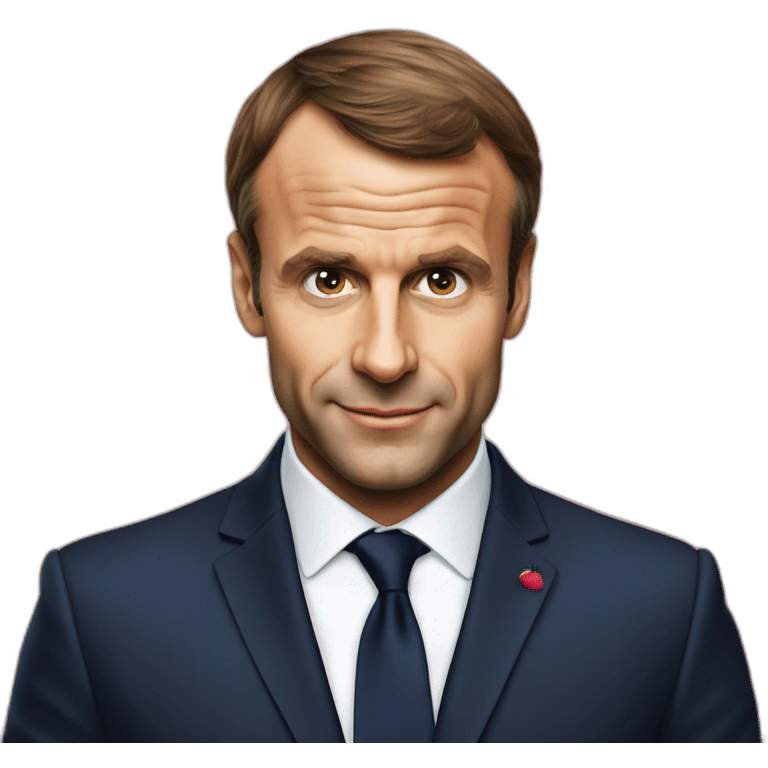 Emanuel Macron mange une fraise emoji