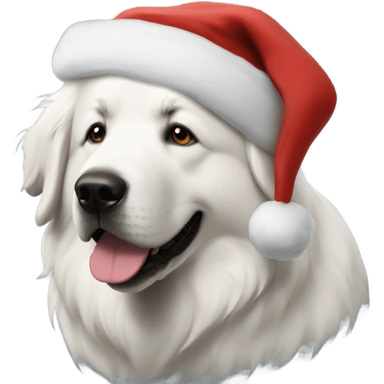 Great Pyrenees Dog with Santa Hat emoji