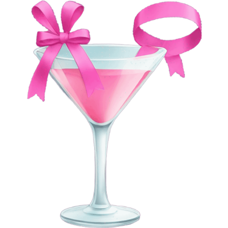 Cocktail glass with pink ribbon emoji