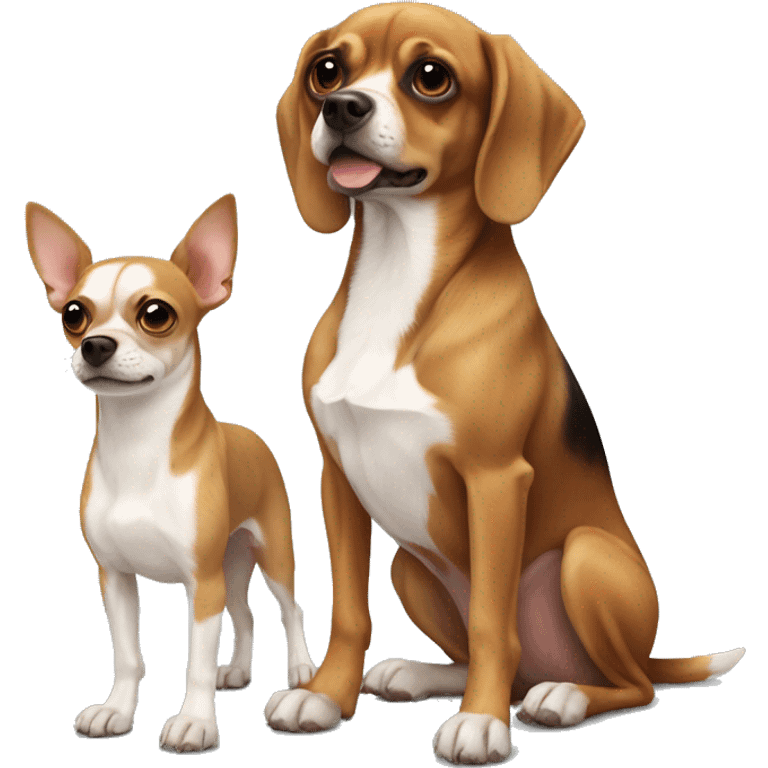 Brown and white Chihuahua and a bloodhound best friends emoji