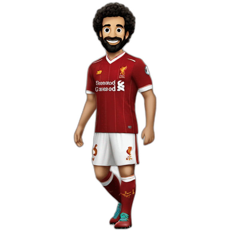 Mohamed Salah wearing Liverpool kit celebrating emoji