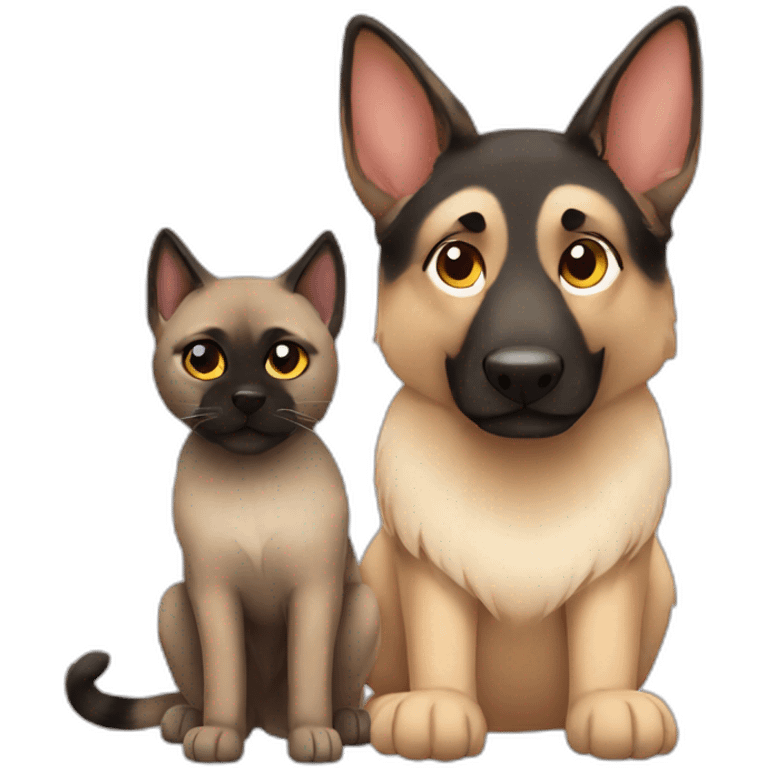 German Shepherd friends with a siamese cat emoji