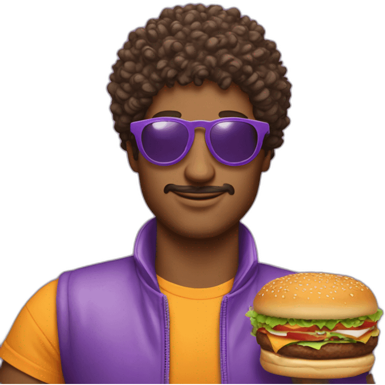 curly-hair-purple-cool-guy-round-star-sunglasses-holding-burger emoji