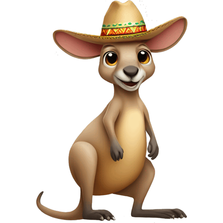 Kangaroo named Jeff wearing sombrero emoji