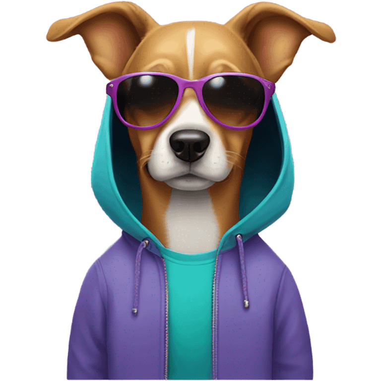 Dog wearing a hoodie and sunglasses  emoji