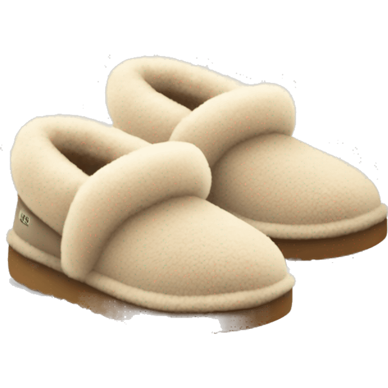 fuzzy ugg slippers light beige emoji