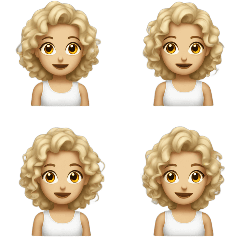 Dirty blonde girl,with 3a curls,brown eyes,white, emoji