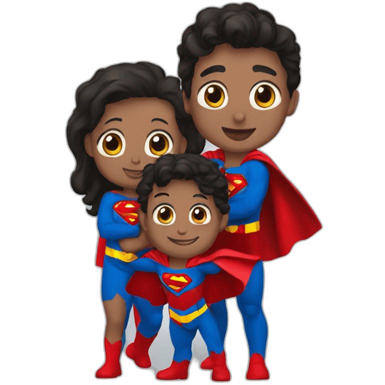 superman with two kids emoji