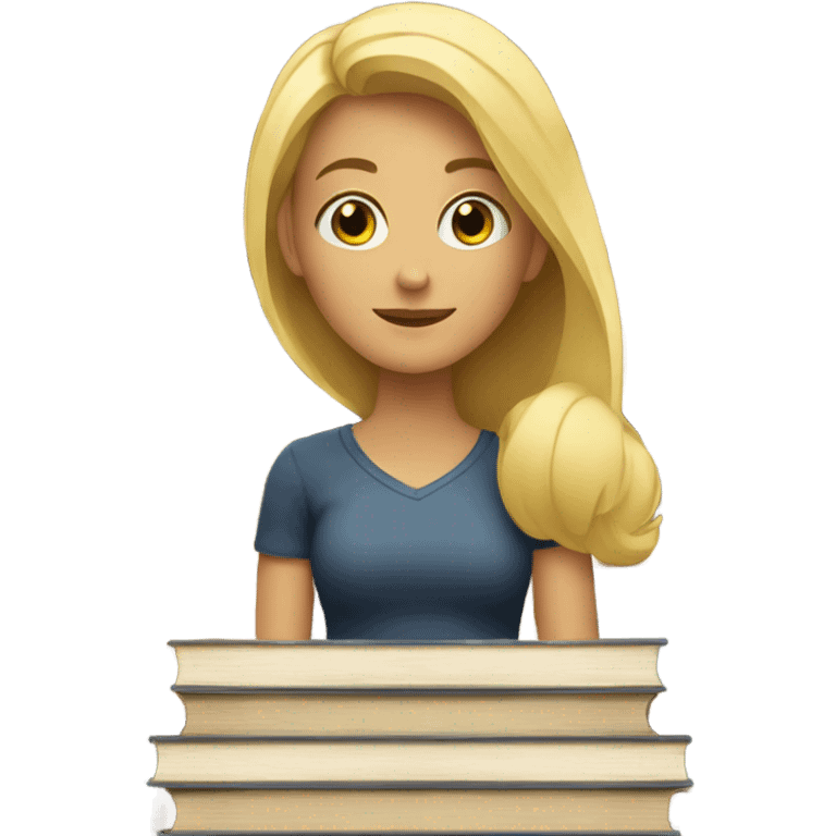 Smart blonde girl with books emoji