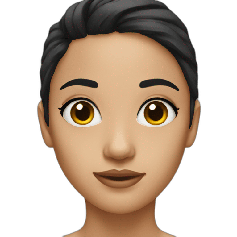 young woman black hairs, ears piercing emoji