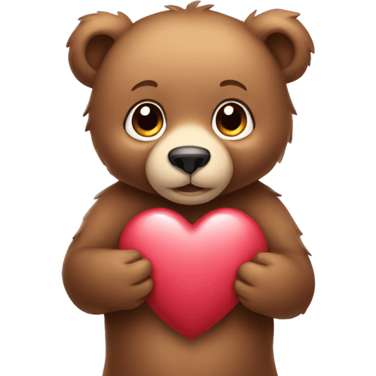 Bear cub holding a heart emoji