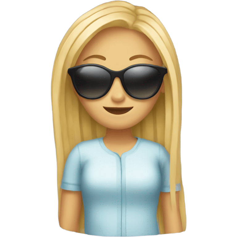 Blonde girl with spaghetti and sunglasses emoji