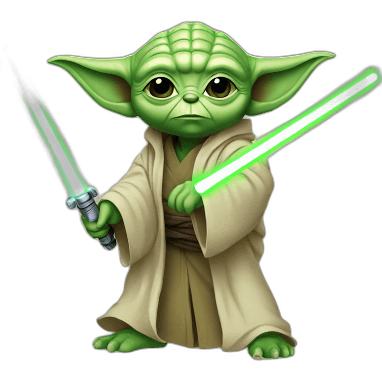 Yoda with a lightsaber emoji