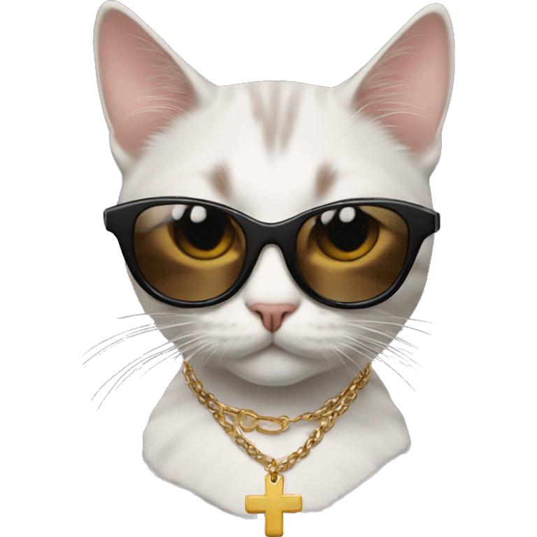 Cat with sunglasses and cross necklace emoji