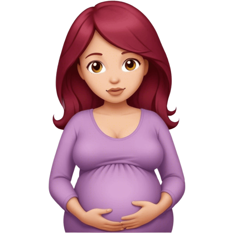 Beautiful burgundy haired pregnant girl emoji