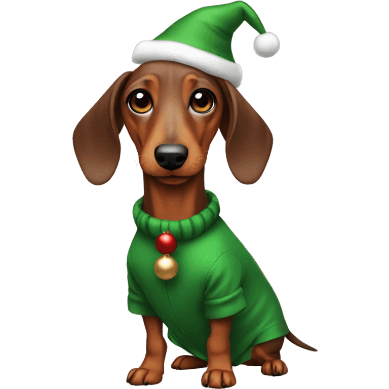 Dachshund wearing christmas outfit emoji