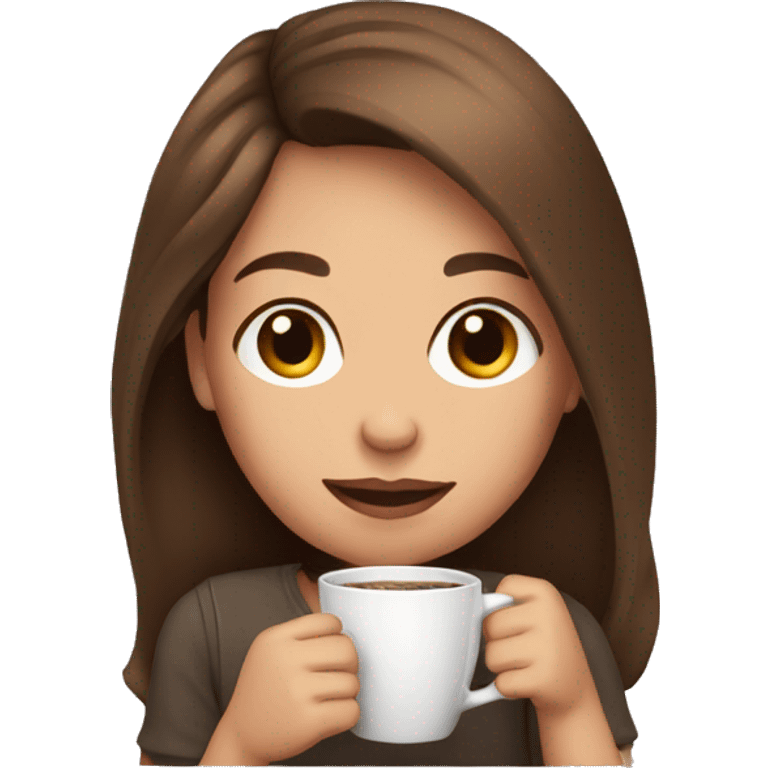 Brown hair girl drinking coffee emoji