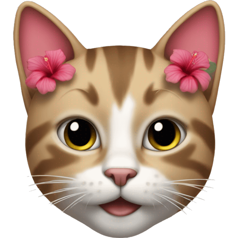 Cat with hibiscus  emoji