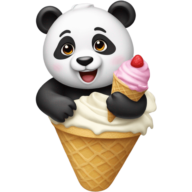 Panda eating ice cream emoji