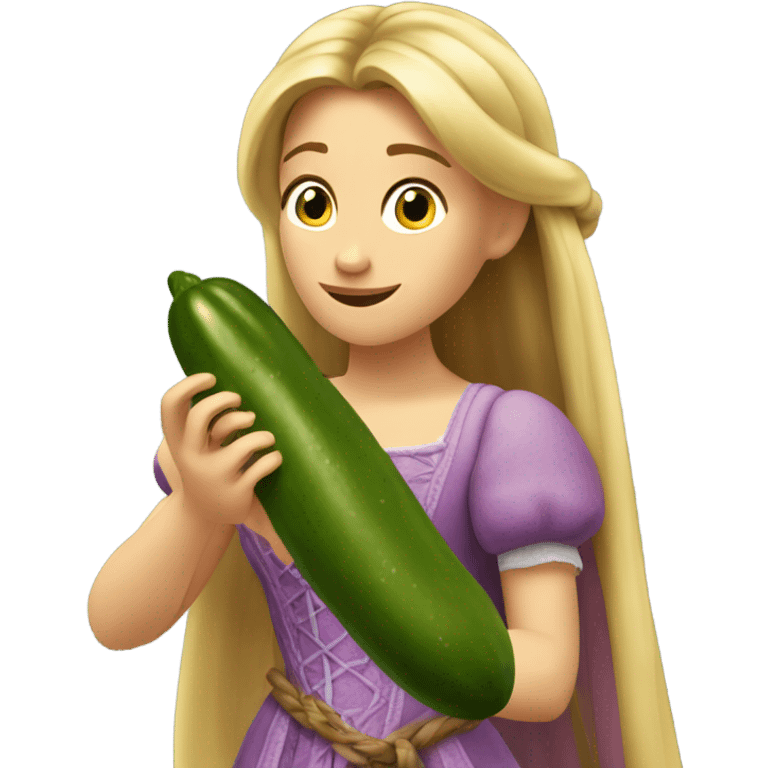 Rapunzel eating a pickle emoji