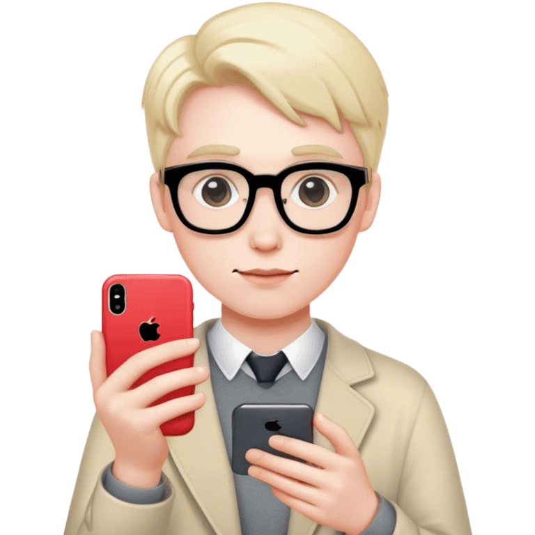 Nerd with iPhone  emoji