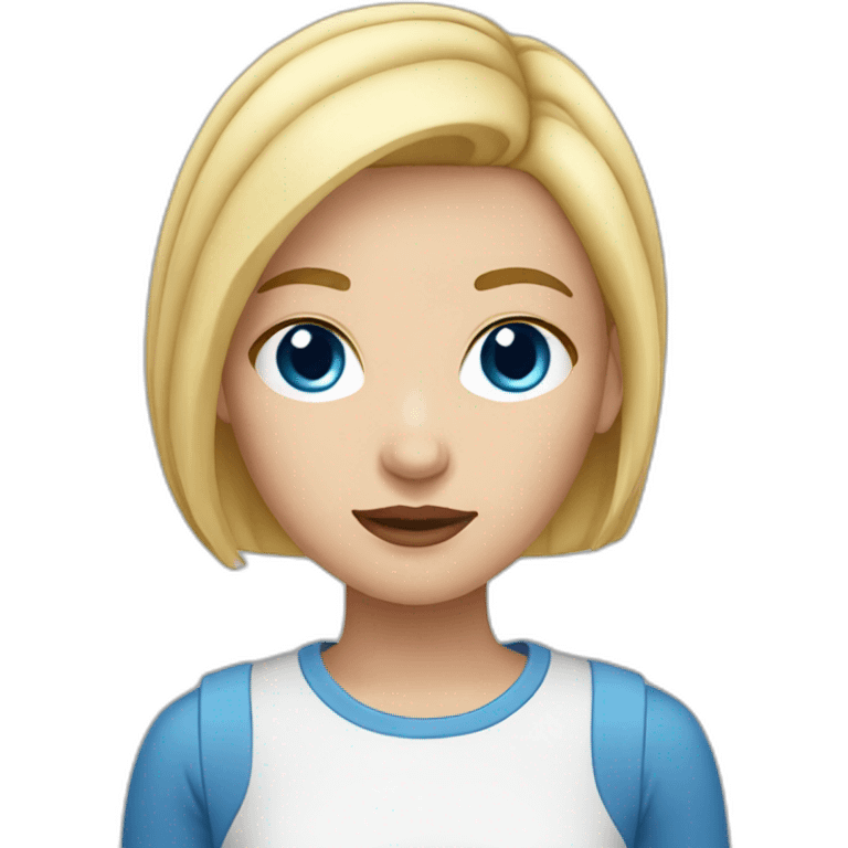 teenage girl with blue eyes and short blonde hair emoji