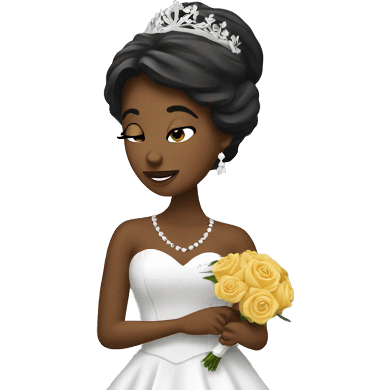 Create a emoji with wedding bells and kissing black woman emoji