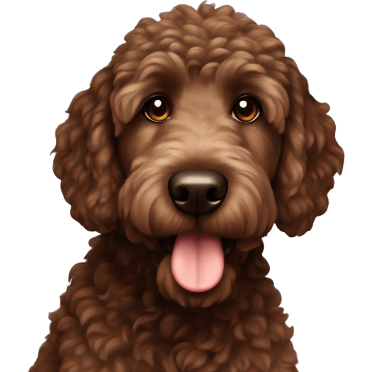 Very very dark brown chocolate golden doodle dog emoji