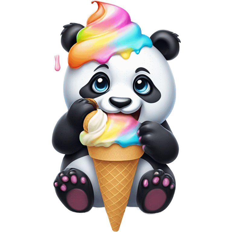 Panda eating ice cream emoji