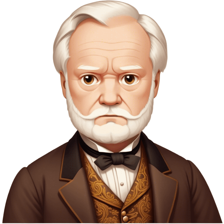 Cinematic Realistic portrait of Victor Hugo, shown as an iconic writer with intense, thoughtful eyes and richly detailed 19th‑century attire, rendered in warm, literary lighting that captures his creative spirit emoji